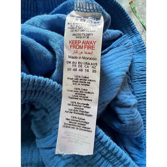NWT! Pretty Little Thing Blue Textured Linen Look Floaty Shorts US Size 16 - Picture 5 of 7